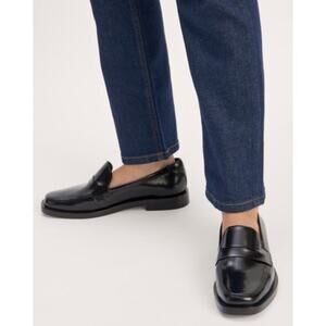 Everlane The Penny Loafer Square Toe Black Glossy Size 8.5 New without Box